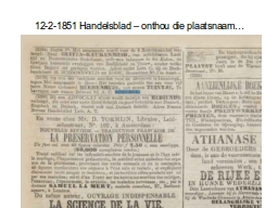 12-2-1851 Handelsblad – onthou die plaatsnaam…